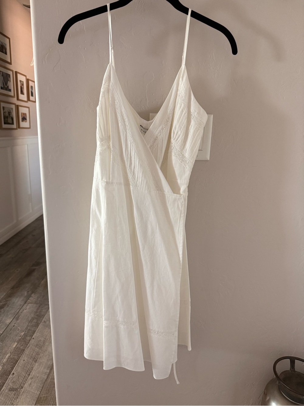 Gianni Bini white Sleeveless Wrap Sundress with Lace Trim